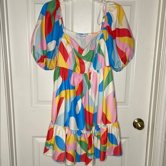 Vestique Red and Pink Midi Dress - Picture 1 of 7